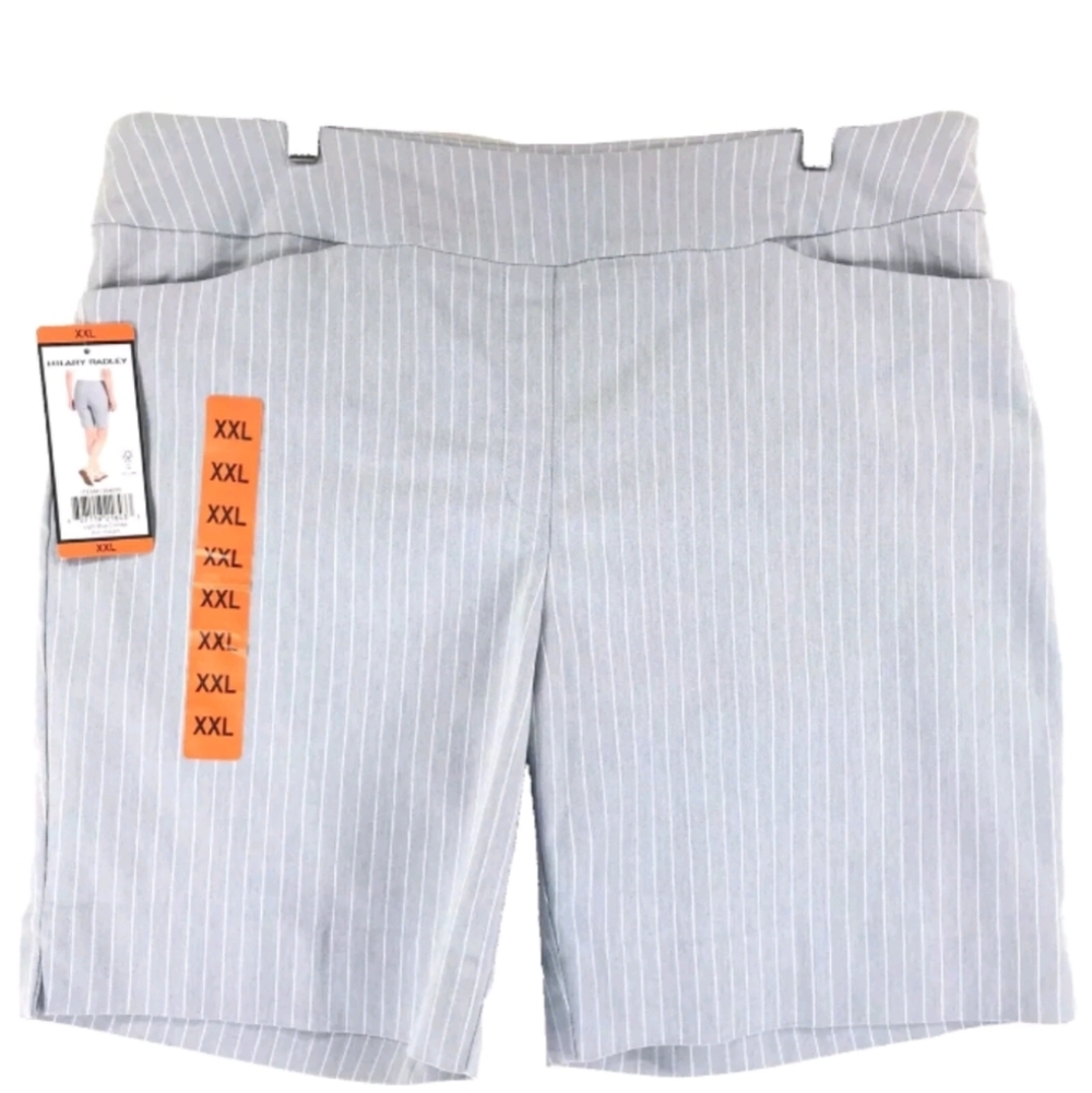🔥 NWT XXL Hillary Ridley High Waisted Bermuda Shorts | Blue Stripe